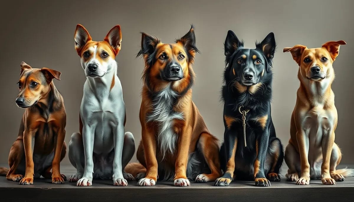 Comparison of different agility dog breeds showing athletic builds